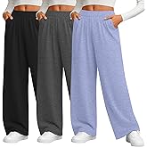 Evervibe 3 Pack Women's Plus Size Wide Leg Pants Baggy Yoga Pajama Pants Elastic Waist Casual Lounge Trousers with Pockets