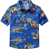 SSLR Big Boys Hawaiian Shirt Cotton Casual Short Sleeve Button Up Shirts
