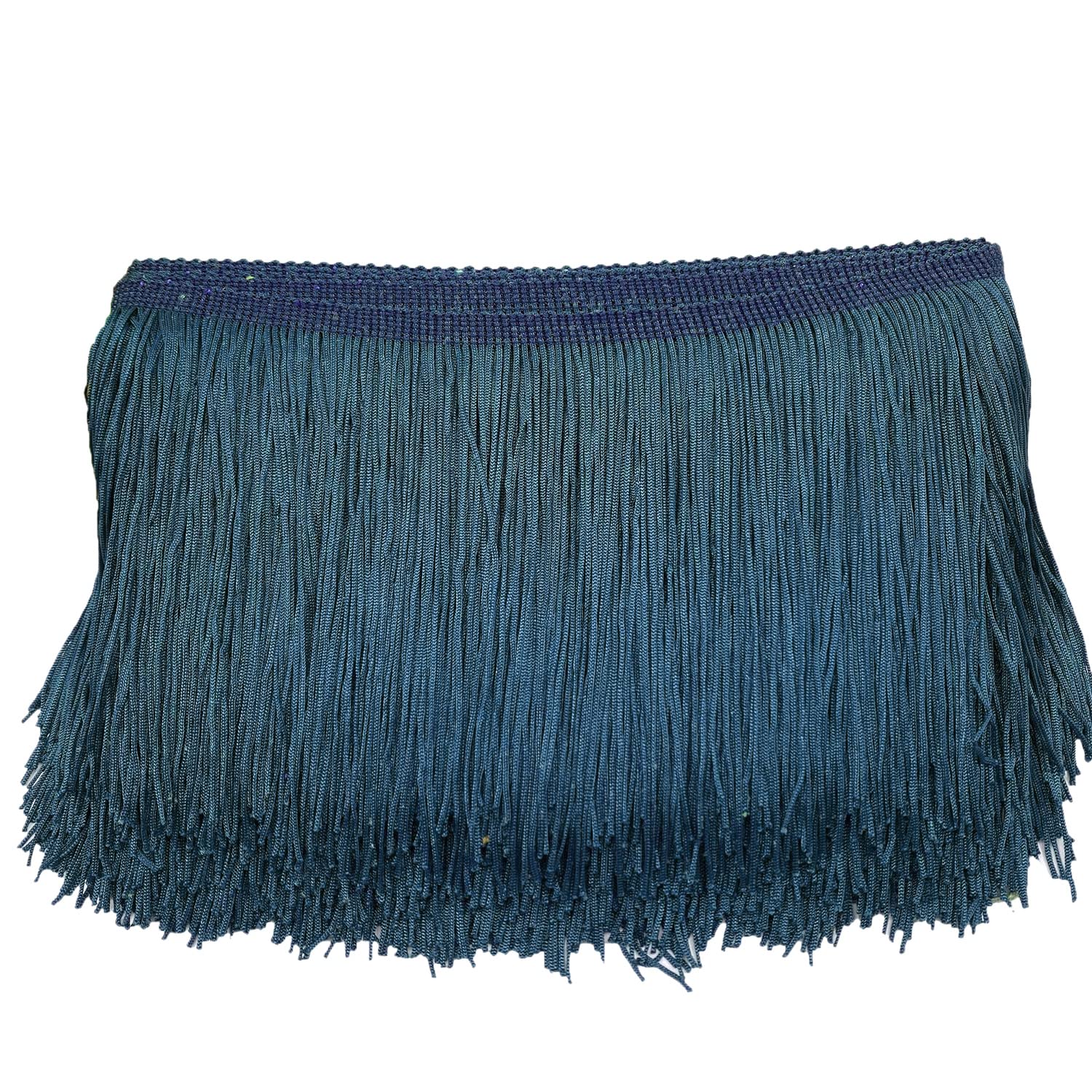 15 cm x 1 m fringe border, fringe tape, decorative ribbon, dance fringe, cut fringe, silk tassel, fringe ribbons for sewing, DIY crafts, clothing, lingerie, costumes, curtains, decoration, blue, green