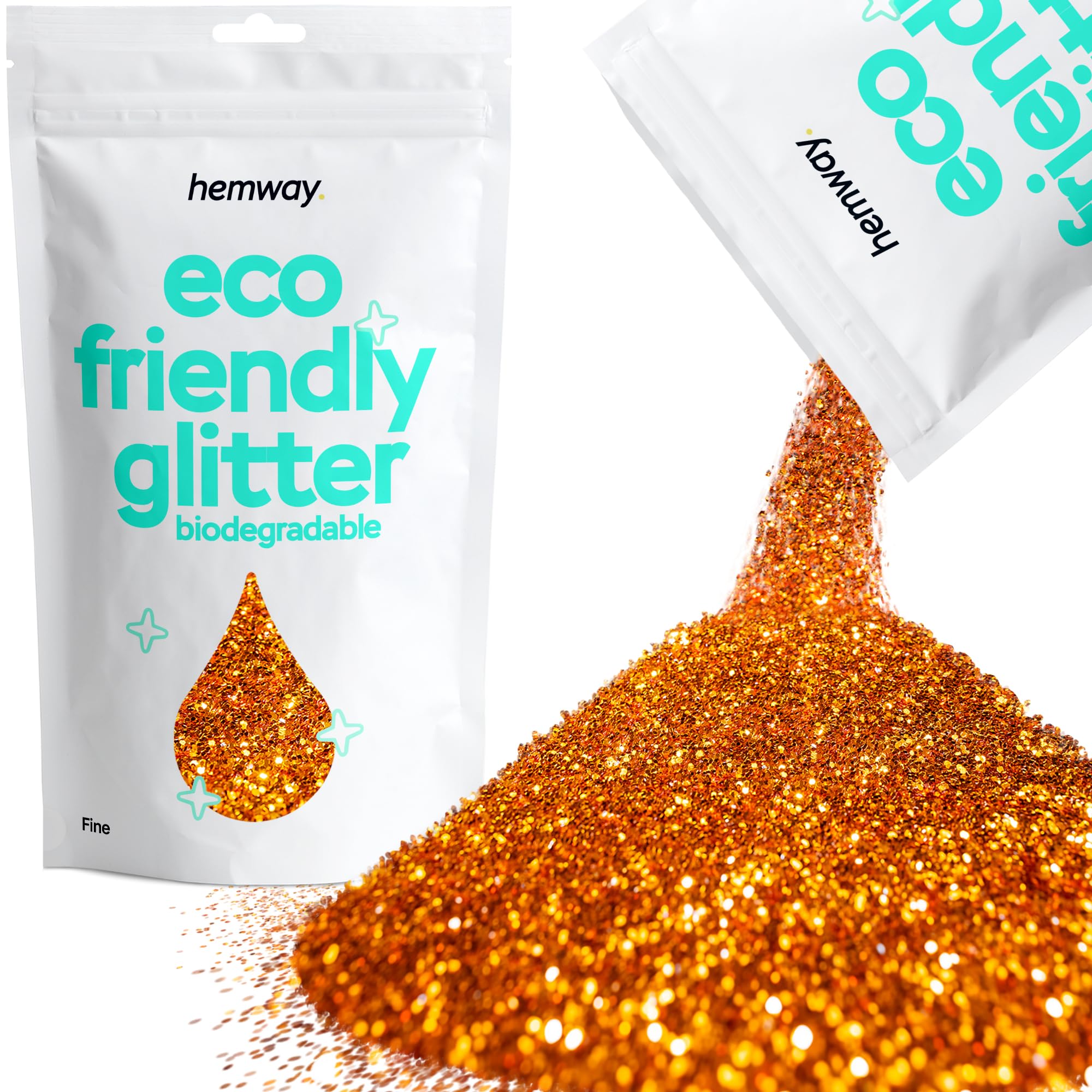 Eco Friendly Biodegradable Glitter | Copper - Fine 100g, Plant Based, Biodegradable Glitter for Craft, Face, Hair, Nail, Body and Festival - Hemway
