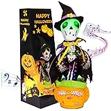 Emoin Halloween Skeleton Toys Indoor Outdoor Decorations, Skull Musical Toys Singing Dancing on Pumpkin Repeats What You Say 
