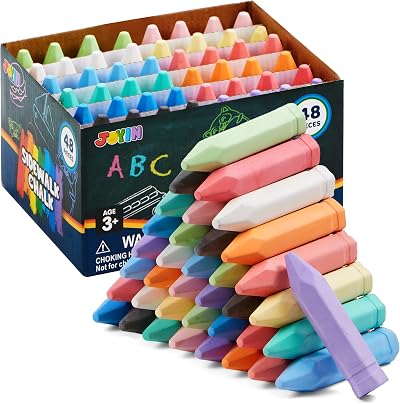 JOYIN 48 Pcs Cone Shaped Jumbo Sidewalk Chalks Non-Toxic Outdoor Set