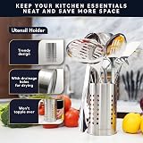 Home Hero Silicone Kitchen Utensil Set - 8 Piece Non-Stick Grey & Wood view 6