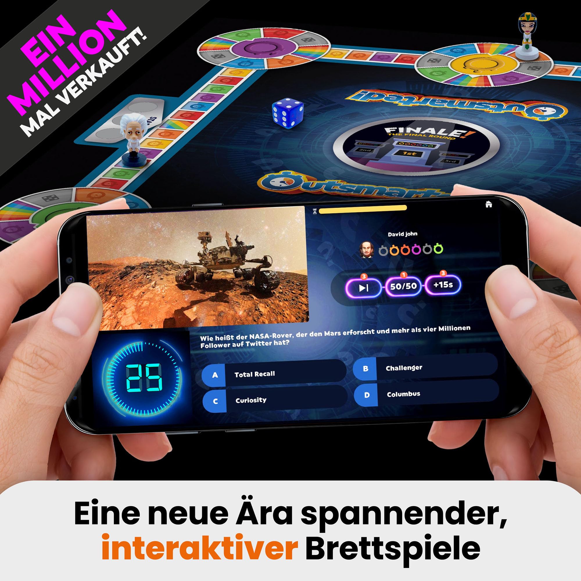 Outsmarted – Das Digitale Quizshow-Brettspiel | Kinder, Jugendliche und Erwachsene | Spielabend der nächsten Generation für Familie und Freunde | 2–24 Spieler | Ab 8 Jahren | Über 10.000 Fragen 3