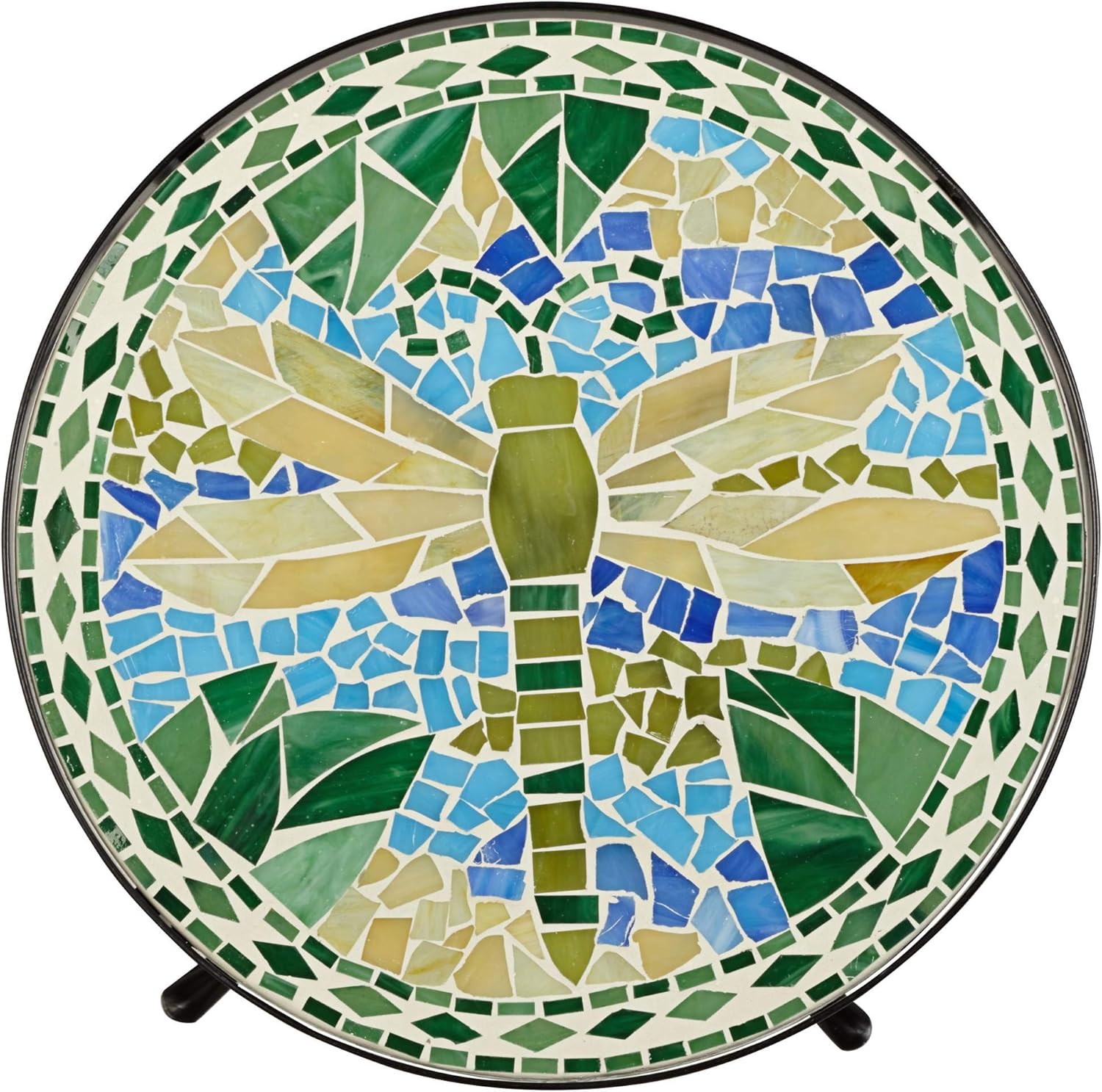 Teal Island Designs Dragonfly Mosaic Black Iron Outdoor Accent Table: Home Improvement