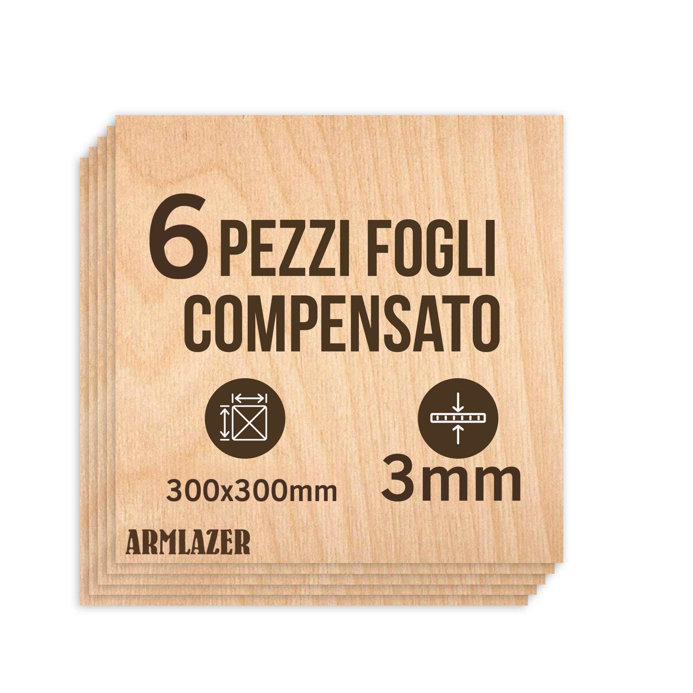 ARMLAZER Wood Panels 300 x 300 x 3 mm Pack of 6 Wood Panels Pyrography House Model DIY Handmade