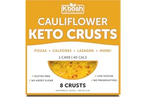 KBOSH, KBOSH FOOD LLC KBosh Keto Cauliflower Pizza Crust - Only 1 Carb Per Serving - Includes 8 Delicious, Easy to Prepare Cauliflower Keto Friendly Foods - Gluten Free, Sugar Free, Low Carb Snacks