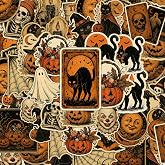 20PCS Vintage Halloween Vinyl Sticker Pack Decals Pumpkin Ghost Gift Set | Vintage Halloween Vinyl Stickers For Laptops Water Bottles Cars Featuring Pumpkins Ghosts Cats Spooky Designs Waterproof
