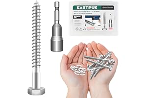 EASTPUK (20Sets) 1/4 20 Bolt, 1/4" x 3" Hex Head Lag Bolts, Heavy Duty Lag Screws with Washers, 304 Stainless Steel 18-8, 1/4 Bolt for Wood, Partial Thread
