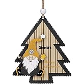 FOCO NFL Pittsburgh Steelers Wooden Tree Ornament with Gnome – Officially Licensed Holiday Decoration