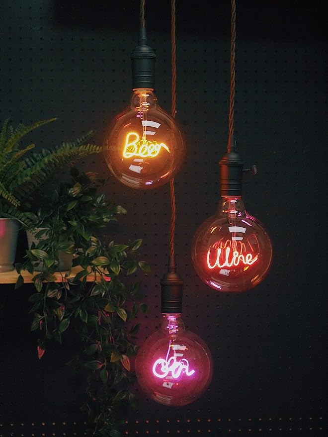 Christine's Neon Brights Text Word Edison Bulb E27 Screw Fitting Pink