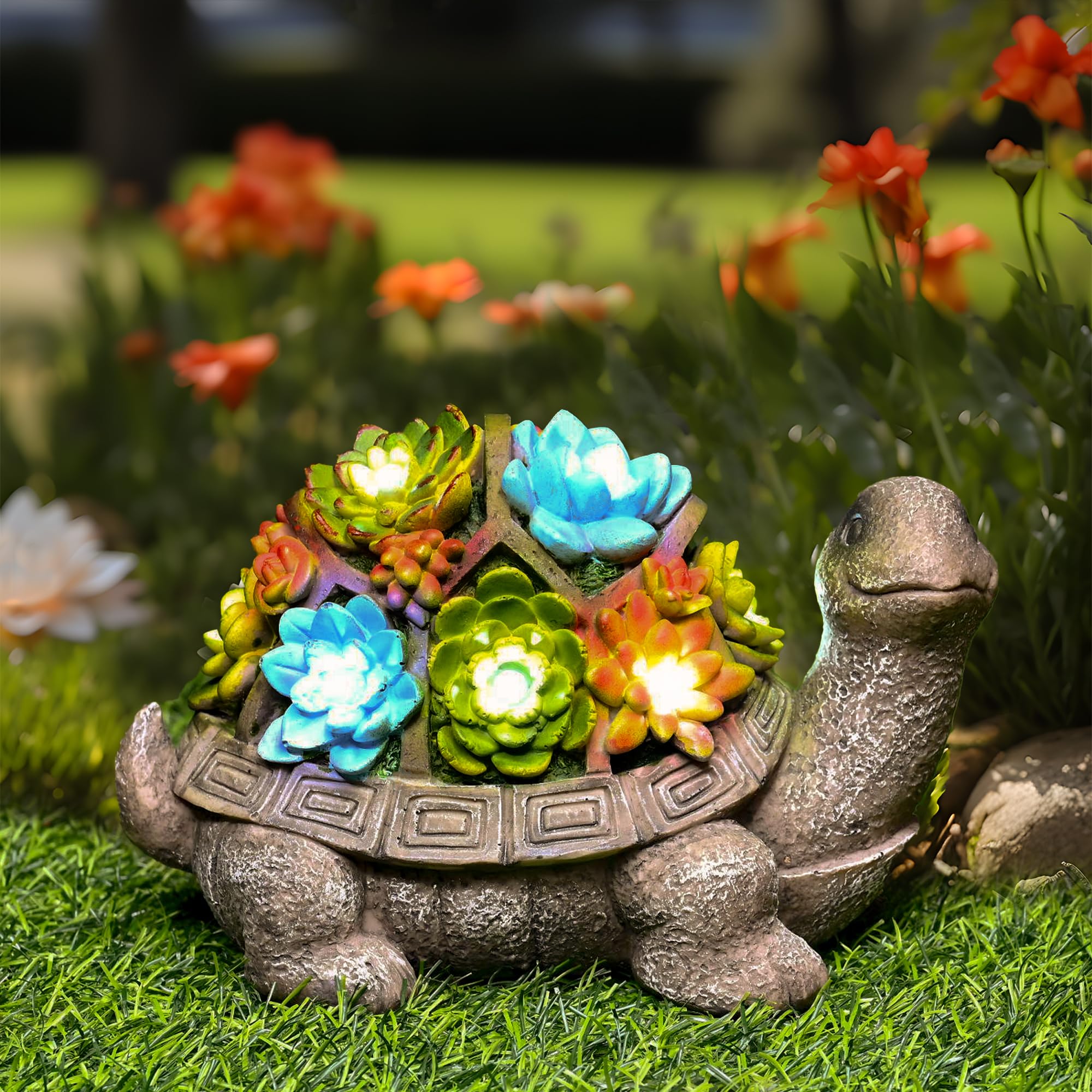 Photo 1 of GIGALUMI Solar Garden Statues Turtle Figurine Lights for Outside, Yard Decorations Outdoor, Garden Decor Unique Birthday Housewarming Gifts for Mom, Women for Mothers Day