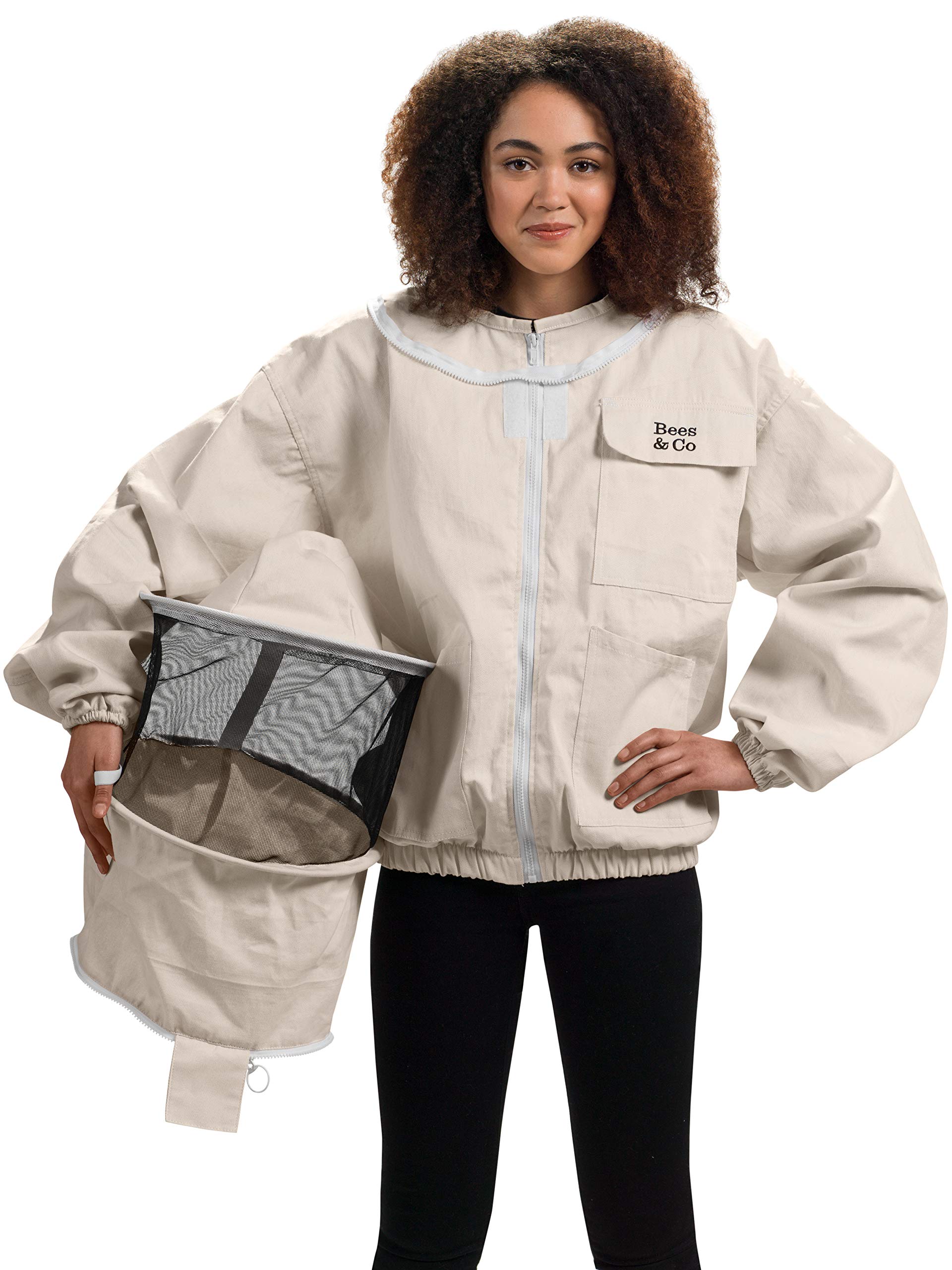 Bees & Co K73 Natural Cotton Beekeeper Jacket with Round Veil