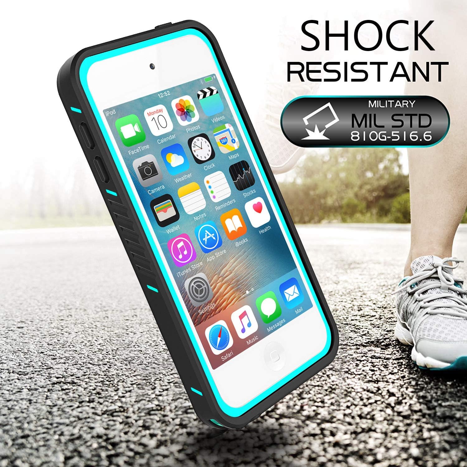 iPod Touch 7 Touch 6 Touch 5 Waterproof Case, BESINPO Full-Body Protective Built-in Screen Protector Dustproof Shockproof Anti-Scratch Cover Case Compatible with Touch 7th/6th/5th Generation: Home Audio & Theater
