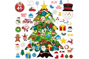 Ywlake Lot de 41 décorations de Noël amovibles en feutre avec lumières et calendrier de l'Avent Père Noël, bonhomme de neige,