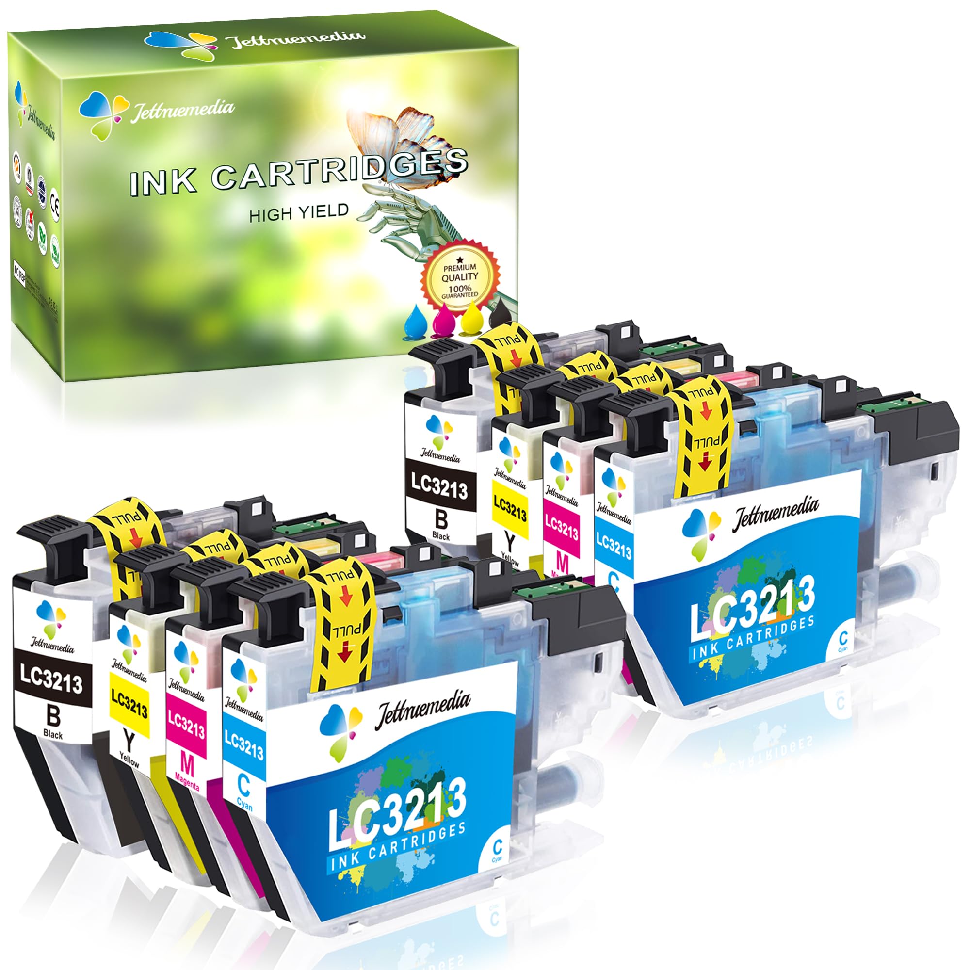 Jettruemedia 8-Pack LC3213 LC3211 Ink Cartridges Replacement for Brother LC-3213 LC-3211 Compatible with Brother MFC-J497DW MFC-J491DW MFC-J890DW MFC-J895DW DCP-J572DW DCP-J772DW DCP-J774DW Printer