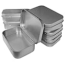 Hulless 3.75x2.45x0.8 Inch (6pcs) Metal Hinged Top Tin Box Containers,Mini Portable small storage containers Kit,Tin Box Containers,small tins with lids,craft containers,Tin empty boxes,Home Storage.
