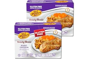 KJ Poultry Kosher for Passover Gluten Free Meals, Roast Chicken with Potato & Carrots, Halal, (2 Pack) Prepared Entree Fully Cooked, Shelf Stable Microwave Dinner, Travel Military Camping