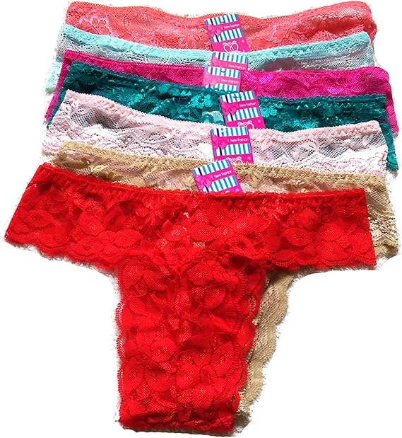 7 Pairs Womens Sexy Lace Thong Tanga Pants in a Variety of Colours and