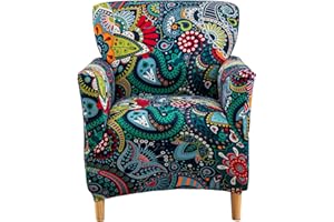 CRFATOP Stretch 1 Piece Chair Covers with Arms Printed Accent Chair Cover Armchair Flower Soft Banquet Armchair Covers Washable Chair Slipcovers for Living Room Office Reception Reading Sofa,20