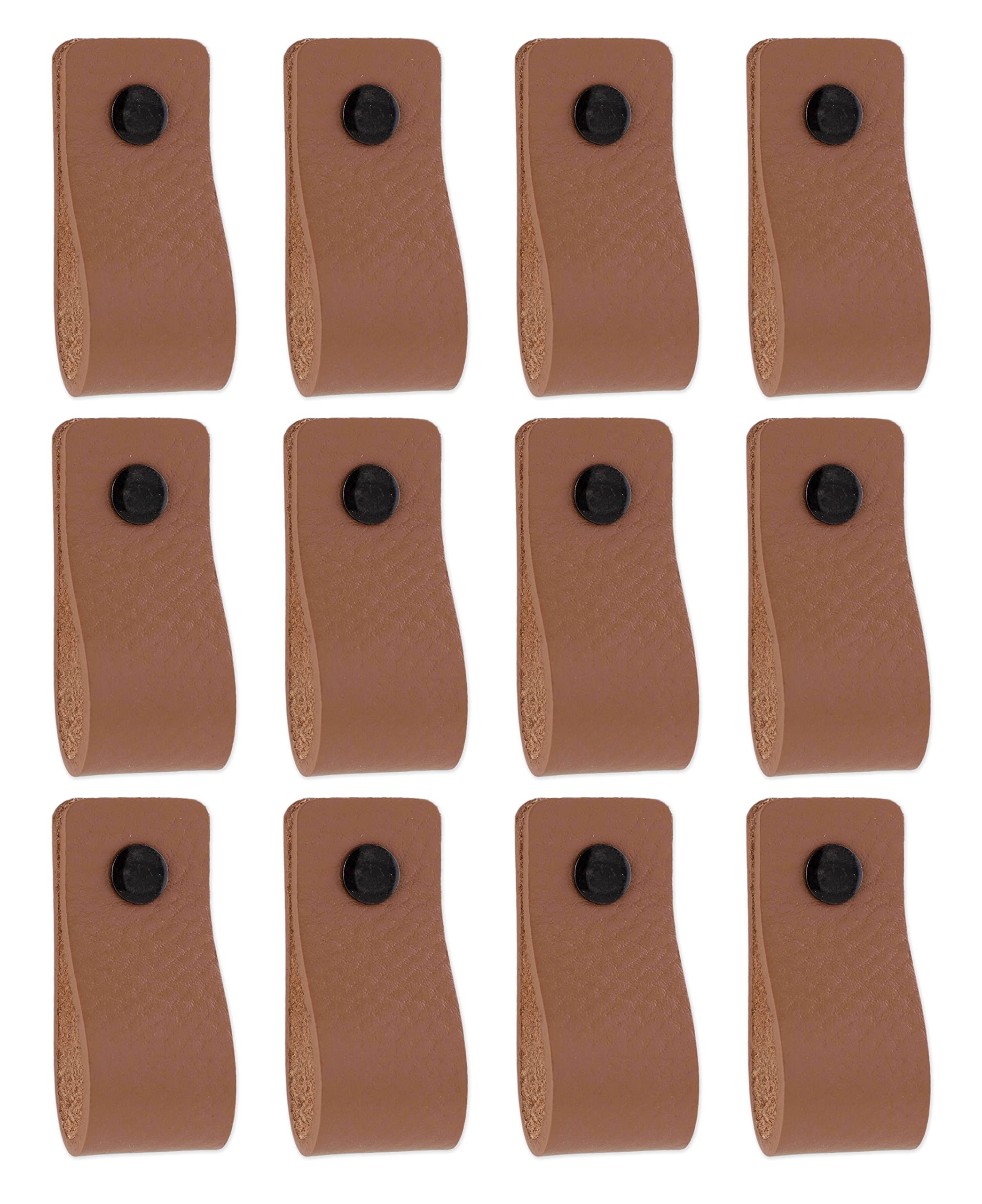 Brute Strength - Leather Handles for Furniture - Taupe - 12 pcs - 12,5 x 2,5 cm - Cabinet Handle, Door Handle for Kitchen, Bathroom, cabinets, Dresser, Wood