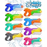 Quanquer 8 Pack 600cc Water Guns for Kids &amp; Adults, Large Capacity Pump Action Super Squirt Blasters Soaker with Long Range up to 32 FT, Summer Outdoor Pool Beach Water Toys for Boys Girls