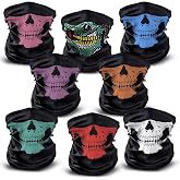 8 Pcs Skull Face Mask Balaclava Ghost Biker Bandana Motorcycle Headband Magic Scarf Dust proof Neck Warmer Winter Face Tube for Outdoor Sports