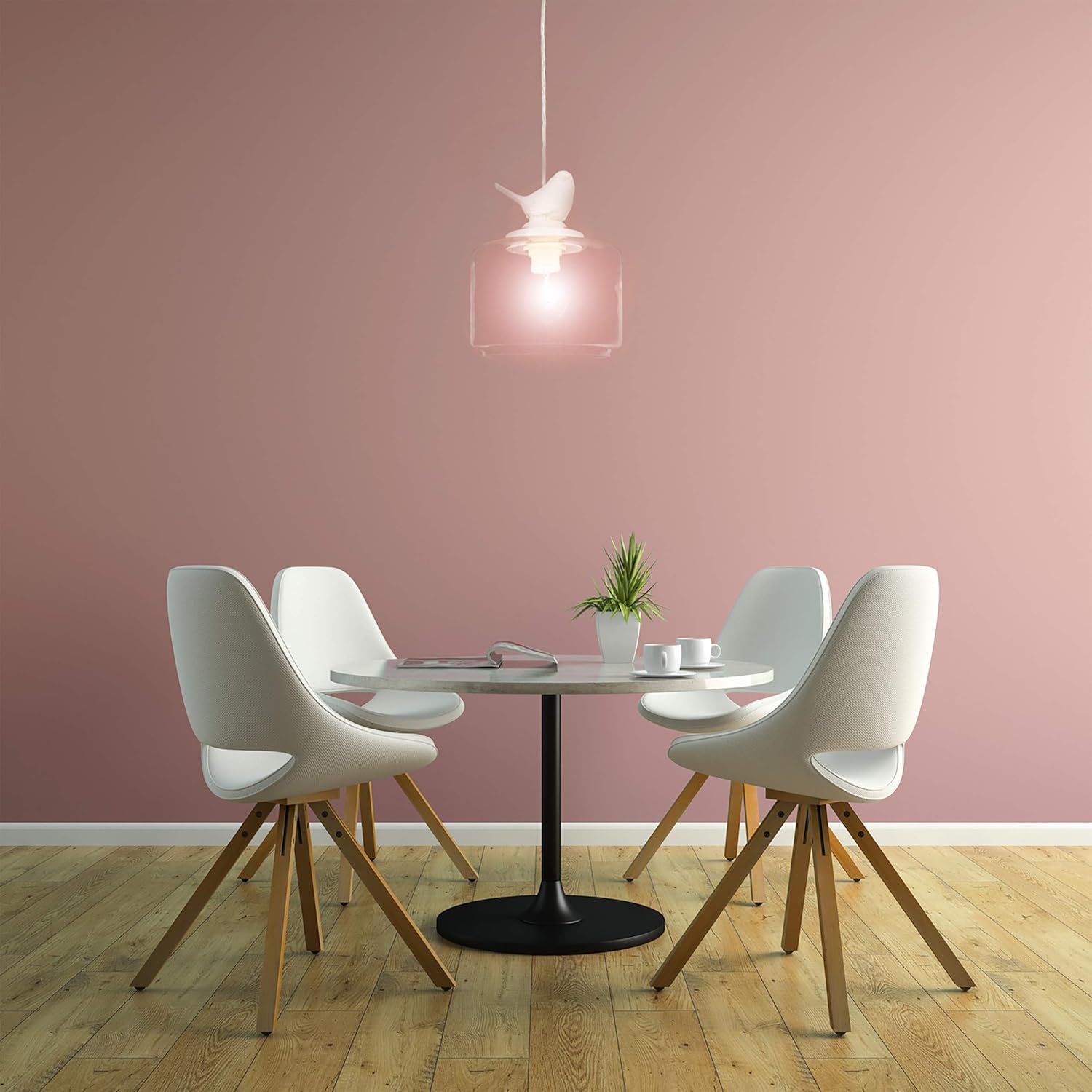 Relaxdays Ceiling Light with Bird, Deco Lamp in Vintage Retro Look, E27 Socket, Transparent, 40 W, White, 120x20x20 cm - Image 3