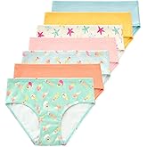 Lucky & Me Gracie Girls Briefs, 100% Organic Cotton Underwear, 7 Pack