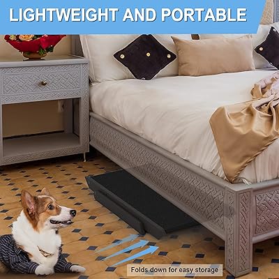 photo Foldable Pet Steps For Bed heeyoo foldable dog stairs non slip wooden dog ramp portable 3 step pet steps for couch high beds and cars suitable for small to large dogs and