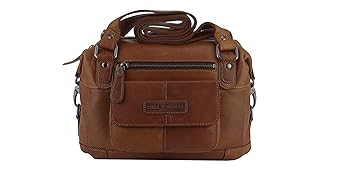 Hill Burry Tasche,Vintage, Damen, Leder Handtasche, cognac,Schultertasche, 4059