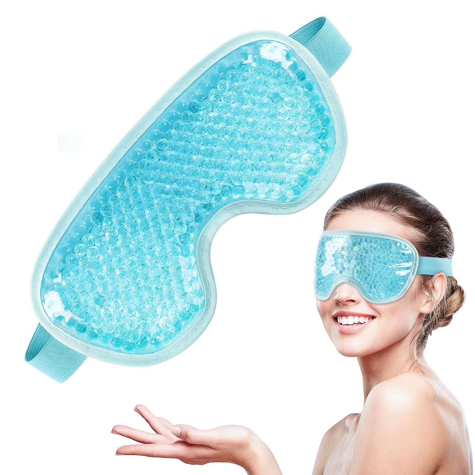 Arkim Cooling Eye Mask Gel Eye Mask Hot Cold Eye Mask for Puffy Eyes, Dry Eyes, Headaches, Migraines, Dark Circles,Sinus Pain. Reusable Mask for Hot Cold Therapy (Blue)