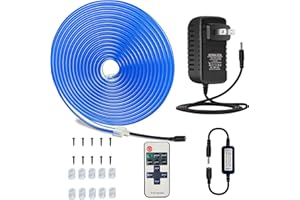 DSJJBLL Flexible Neon Rope Strip Night Light,Outdoor Indoor LED Cut Freedom 16.4FT/Set Power Supply/Clip Included (Blue2)
