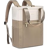 LOVEVOOK Laptop Backpack for Women, 15.6’’ Laptop Bag for Women Tote Bag Convertible, Lightweight Travel Backpack for College, Wide Open Work Backpack for Nurse Teacher Water-resistant Khaki