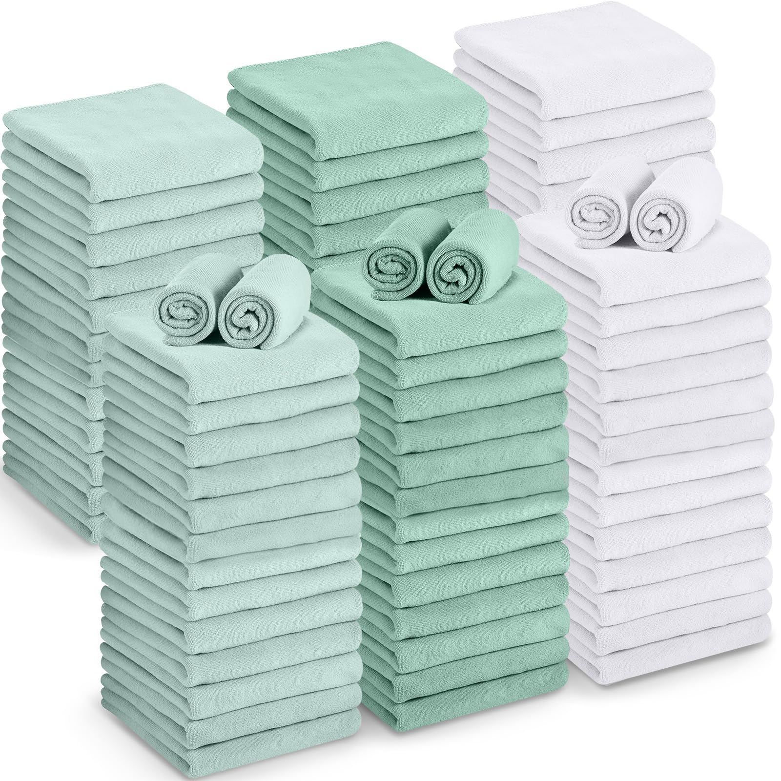 Photo 1 of (see all images)(unknown if compete) Moukeren 72 Pack Green and White Hand Towels, 16 x 27 Inch Bath Towels Bulk for Salon, Facial