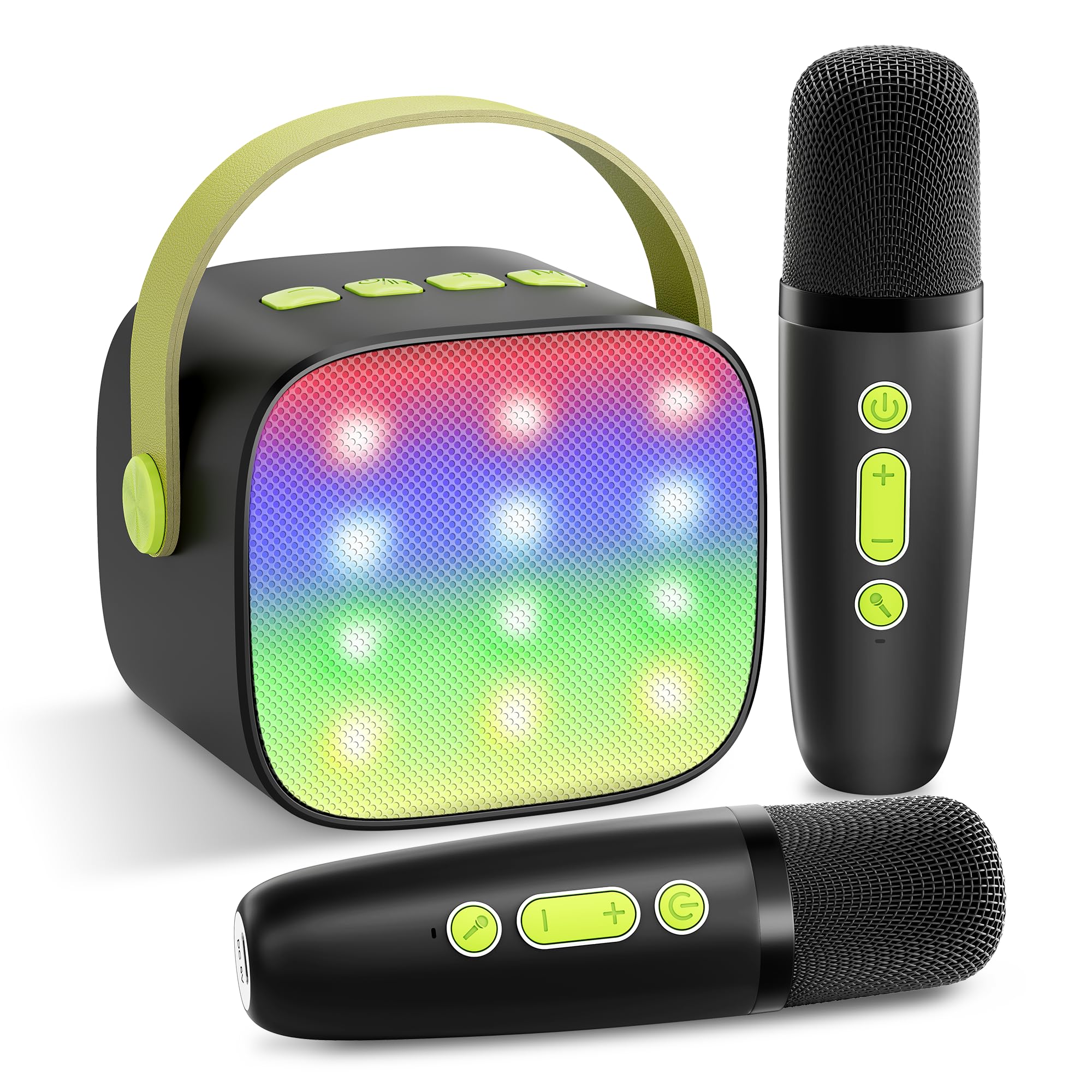 Photo 1 of YLL Mini Karaoke Machine with 2 Wireless Microphones, TOP Kids Gifts for Girls Ages 3, 4, 5, 6, 7, 8, 9,10,11,12 +Year Old, 4-12 Years Old Birthday Toy Gift for Girls Boys Party (Black Green)