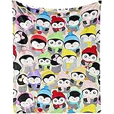 CaomeiWu Penguin Blanket, 40"x50" Flannel Cute Penguins Themed Stuffed Animal Colorful Throw, Soft Nap Throw Blanket for Home Boys Girls Women Penguin Lovers Gifts
