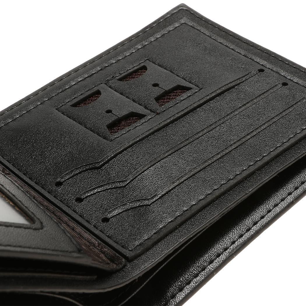 Mekolen Mens Synthetic Leather Wallet Money Pockets Credit/ID Cards Holder Portable Wallet Classic Purse 2 Colors Wallets,Black