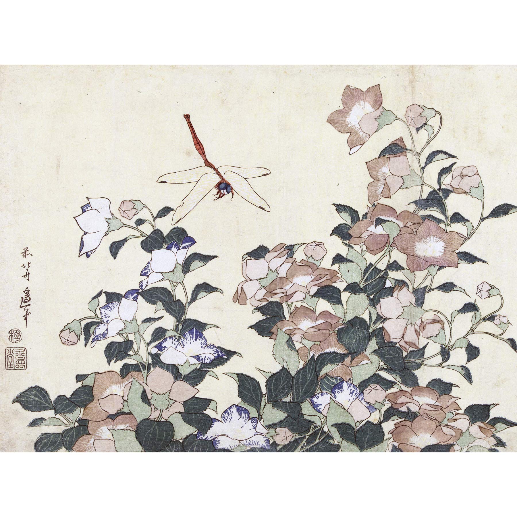 Artery8 Hokusai Balloon Bell Dragonfly Japanese Painting Large Wall Art Poster Print Thick Paper 18X24 Inch