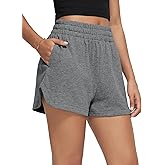 ODODOS Women's Sweat Shorts Cotton French Terry Curved Hem Workout Casual Relaxed Lounge Shorts with Pockets