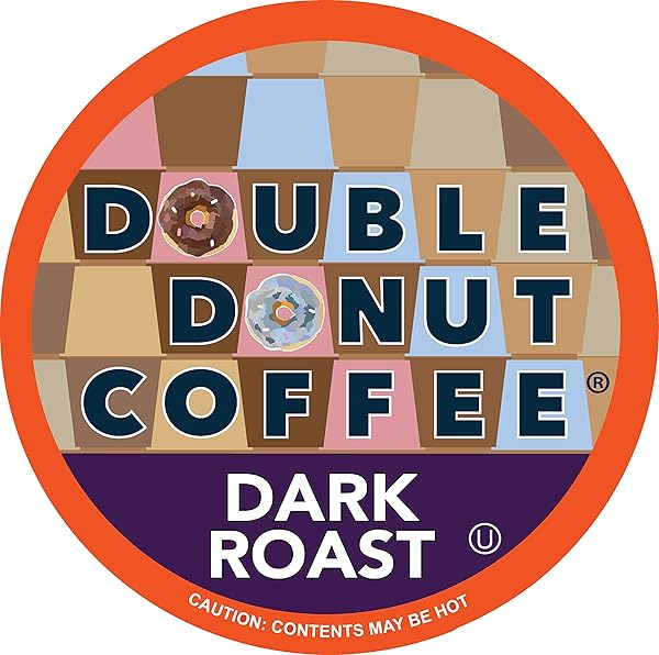 DOUBLE DONUT COFFEE DARK ROAST COFFEE PODS, EXTRA BOLD BLEND COFFEE, SINGLE SERVE COFFEE FOR KEURIG K CUPS MACHINES, DARK ROAST COFFEE IN RECYCLABLE PODS, 80 COUNT