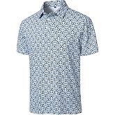 HOOD CREW Mens Golf Shirts Summer Short Sleeve Polo Shirt | Moisture Wicking, Quick-Drying, Performance Shirts, Casual Sports, Printed, Lightweight, Breathable
