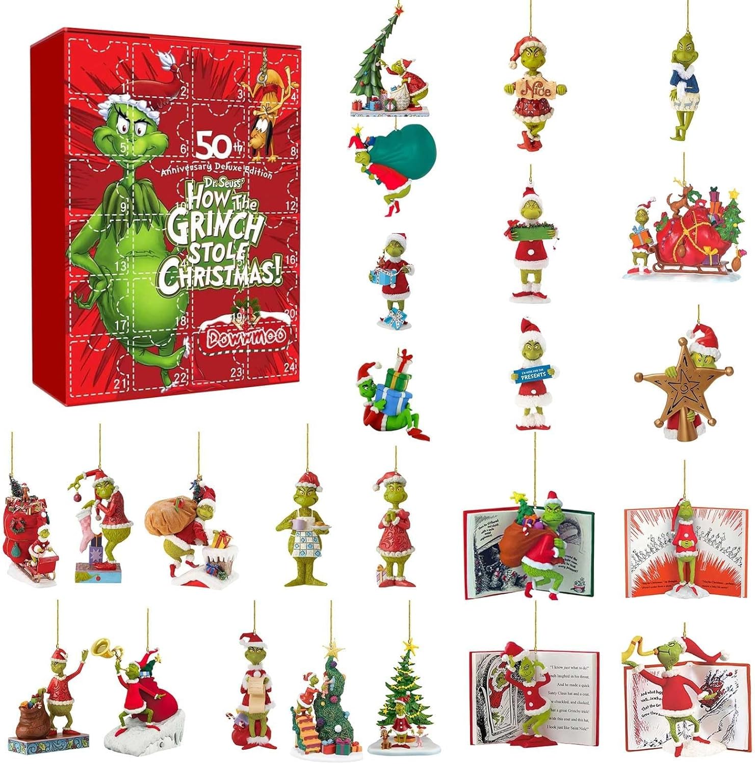 Advent Calendars - Christmas Advent Calendar 2023, 24 Day for Christmas Advent Calendar,Grinchmas 24PC Elf Figures Doll Christmas Countdown Calendar for Kid Blind Box, Xmas Vacation Stocking Stuffer Gifts Idea (C)