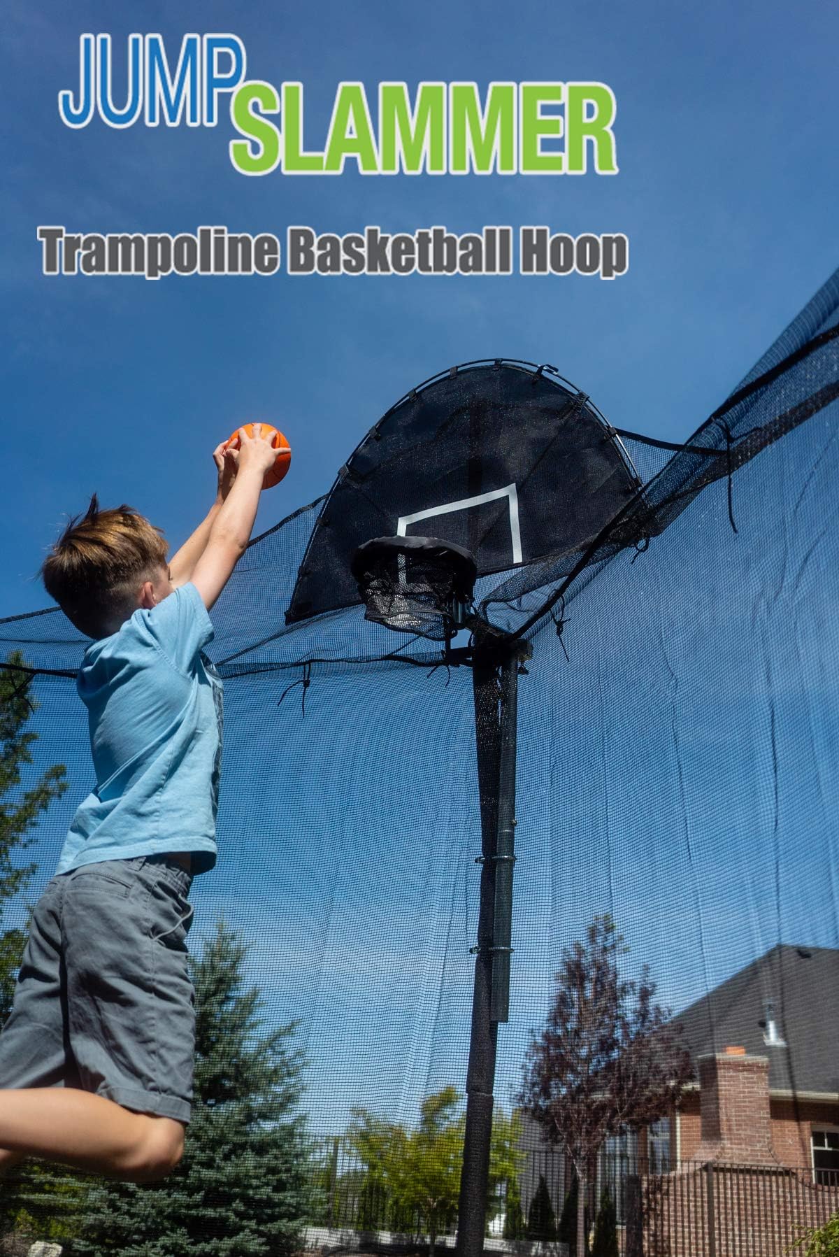 Jump Slammer Trampoline Basketball Hoop | Easy Install | Foam Ball Included | [Lifetime Parts Warranty]