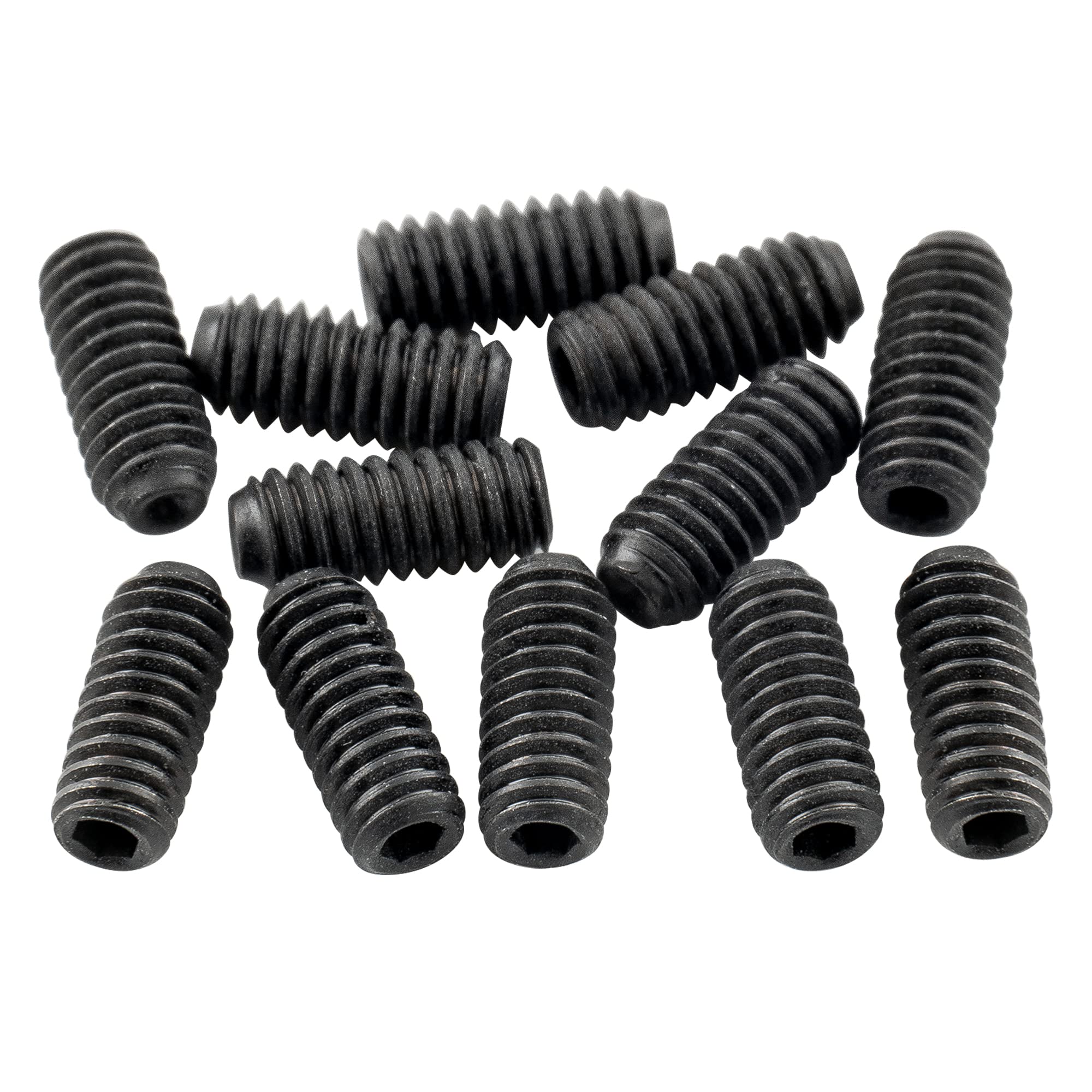 Musiclily Ultra UNF#4-48X1/4 Inch Stainless Steel Bridge Saddle Height Screws for USA Electric Guitar, Black (Set of 12)