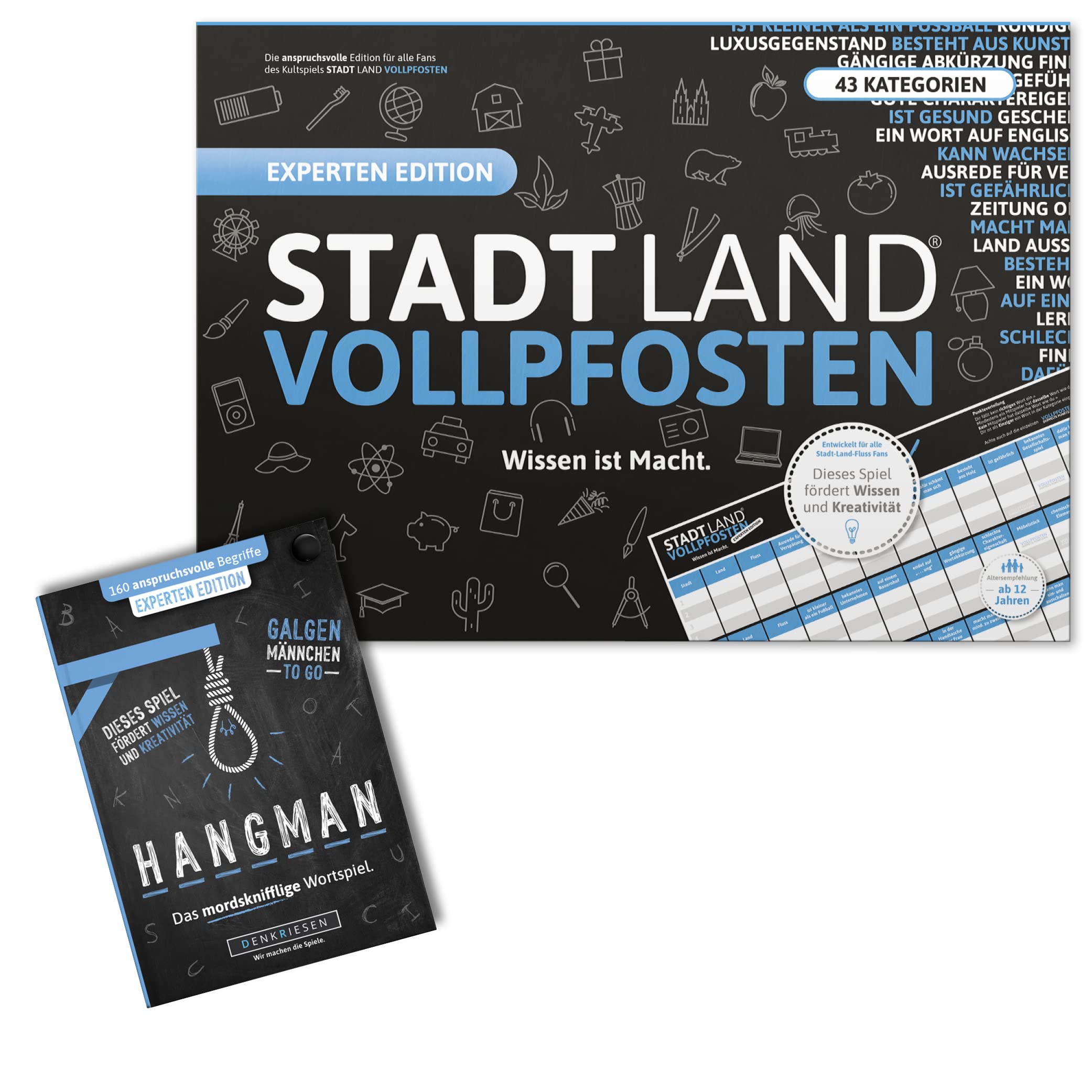 DENKRIESEN - Einstein Duo - Stadt-Land Vollpfosten Einstein Edition + Hangman Einstein Edition"