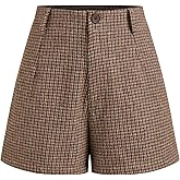 CIDER Houndstooth Shorts for Women Plaid Shorts High Waist Wool Blend Mid Waist Dressy Elegant Short