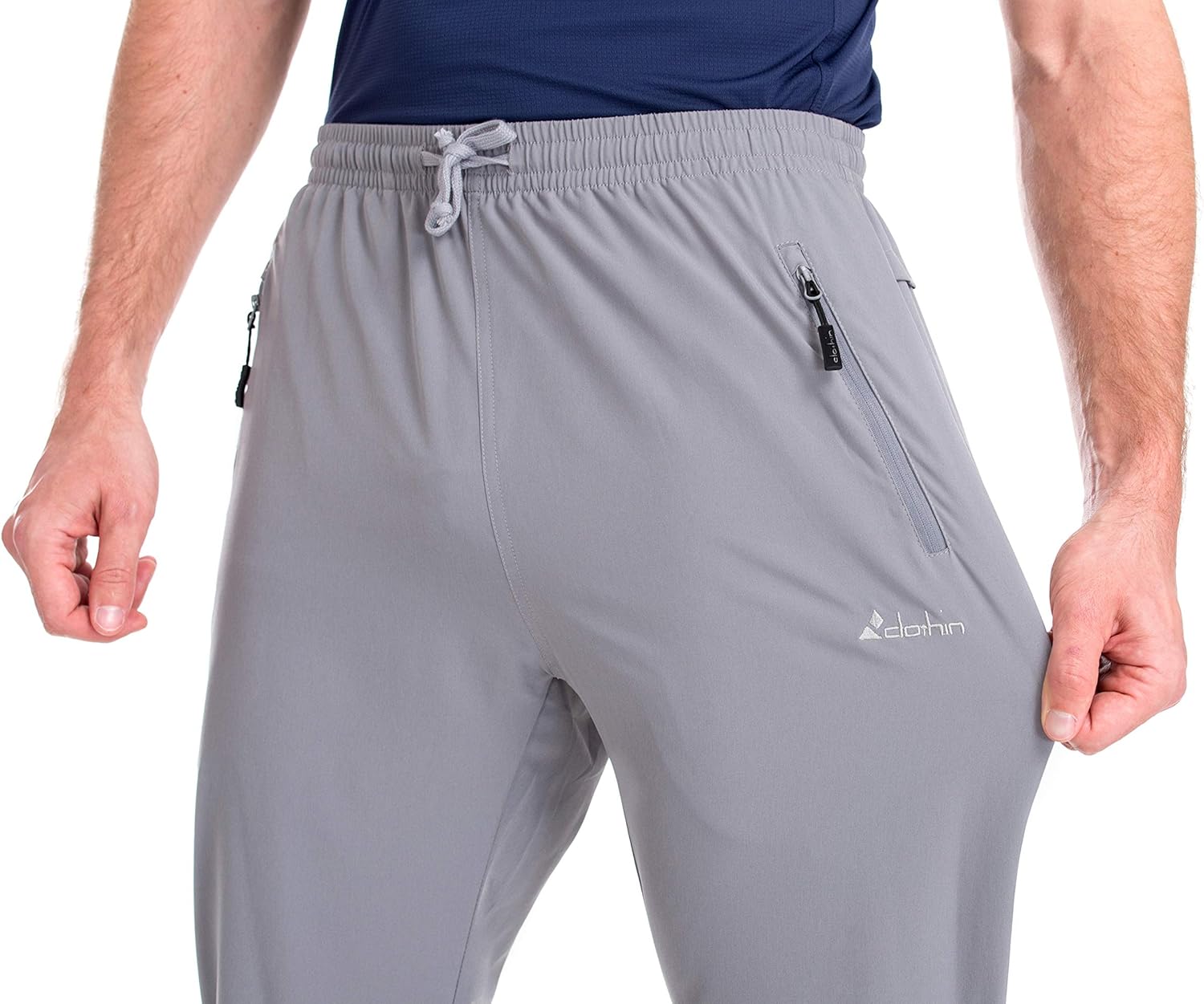 Clothin Men's Elastic-Waist Drawstring Pants for Sport Exercise Travel, Quick-Dry, Stretchy : Clothing