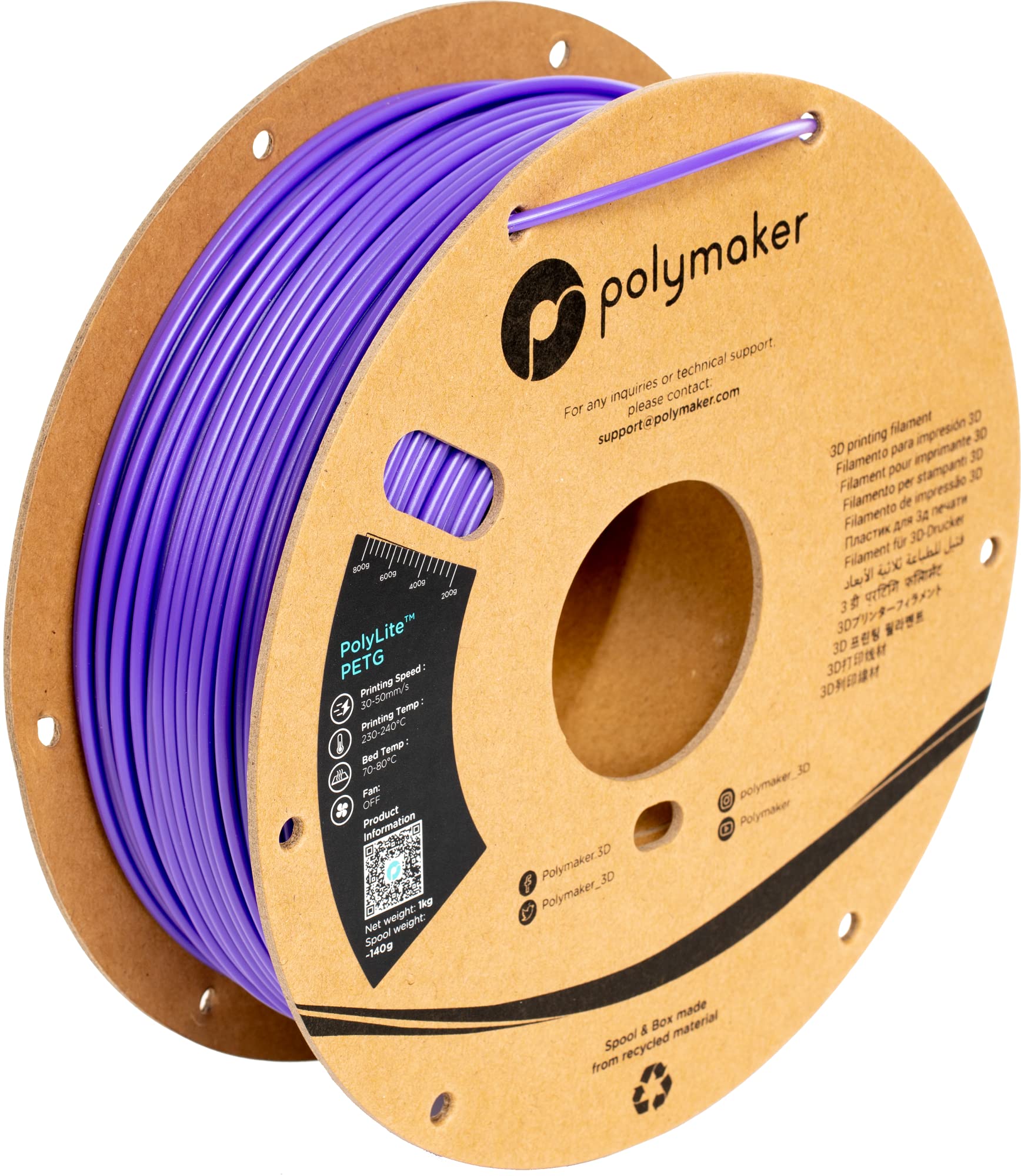 Photo 1 of Polymaker PETG Filament 2.85mm 1kg Purple 3D Printer Filament, PolyLite PETG 3D Printing Filament 2.85mm, Dimensional Accuracy +/- 0.03mm, Print with Most 3D Printers
