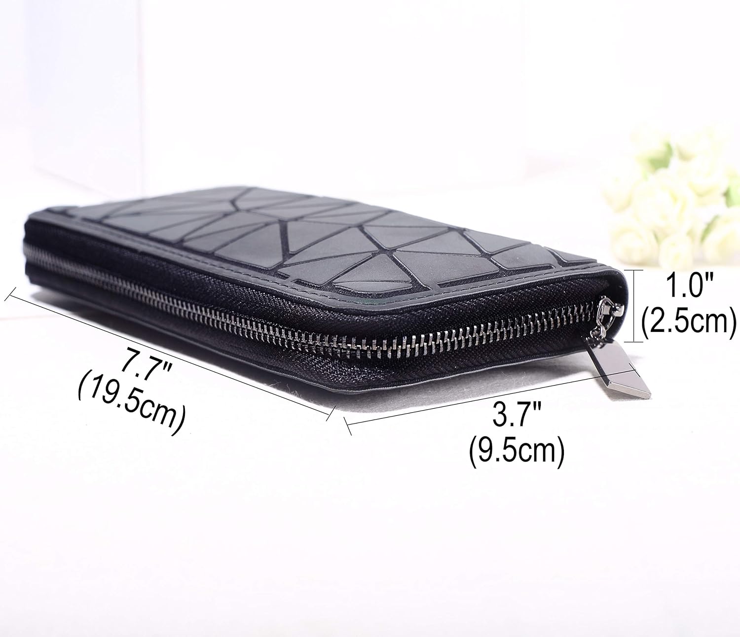 RANSUU Geometric Long Wallet and Purse Fashion Luminous Lattice Zip Purse Clutch for Women NO.2 - Image 4